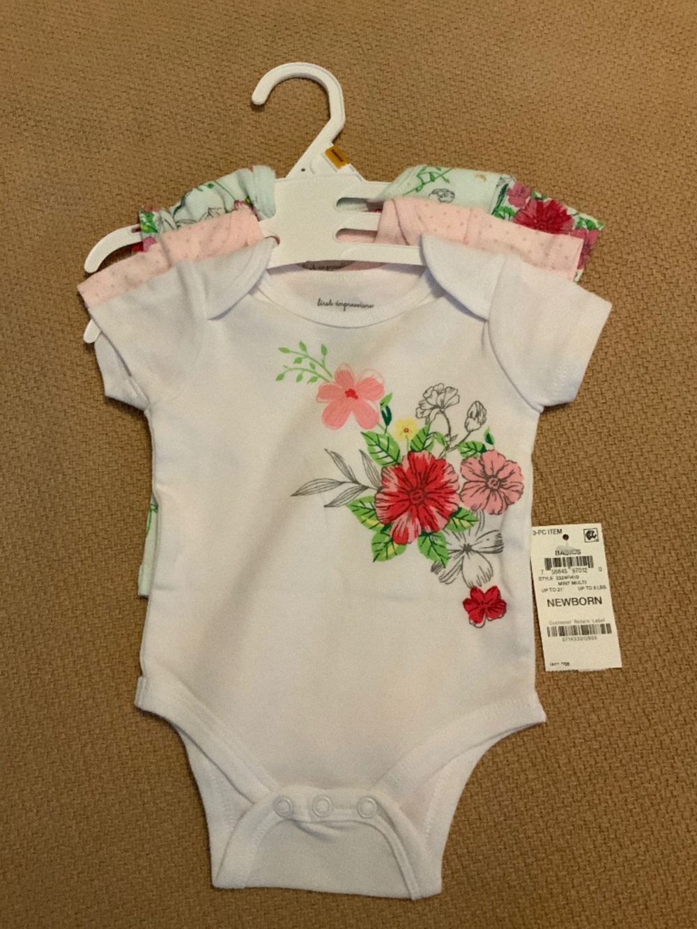 First Impressions Newborn Girl Bodysuits